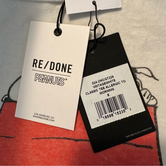 Re/Done Peanuts Snoopy Allergic to Mornings Tee, Size Small - Picture 5 of 8